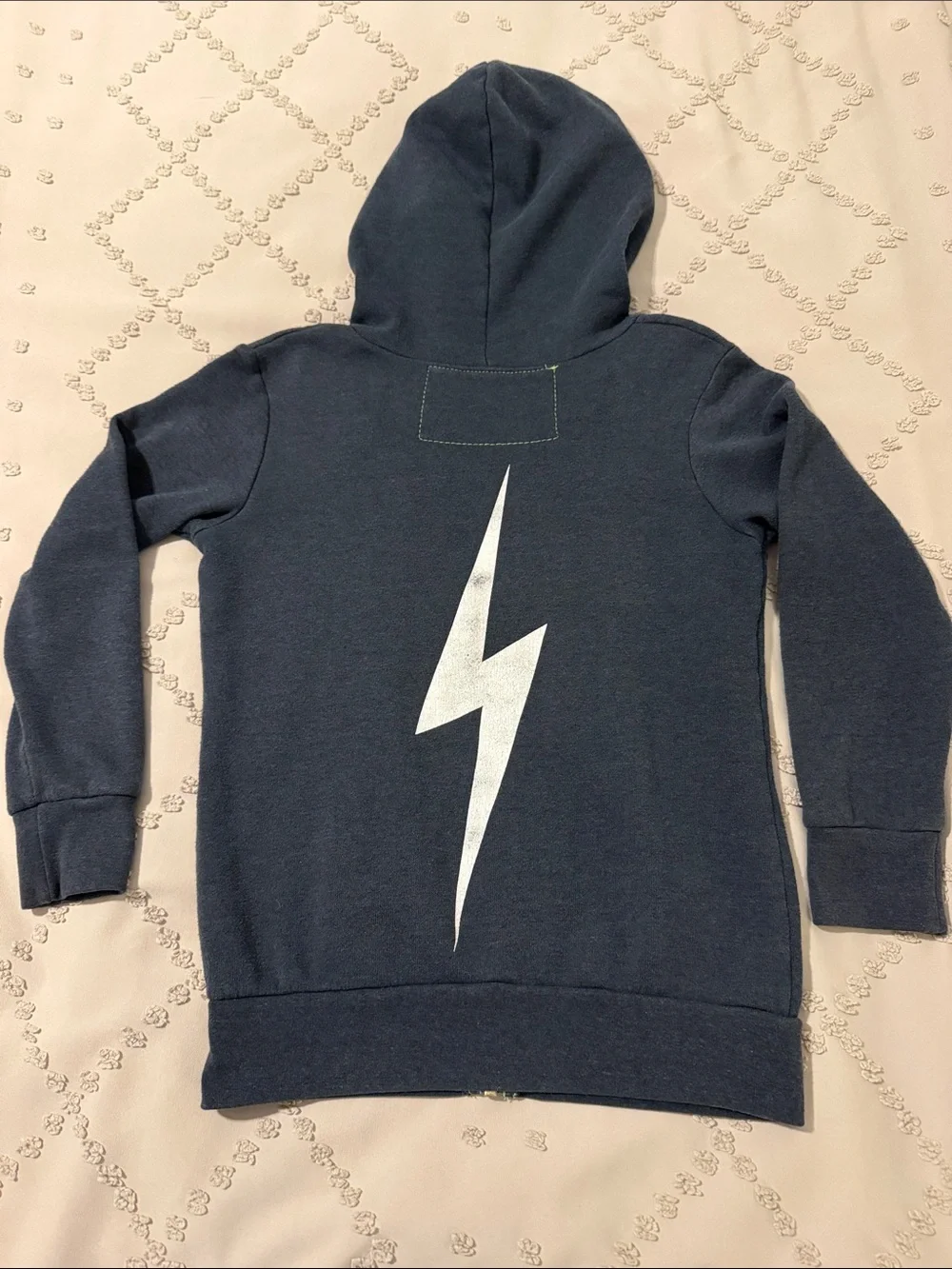 Kids Navy Zip Hoodie with Lightning Bolt - Aviator Nation